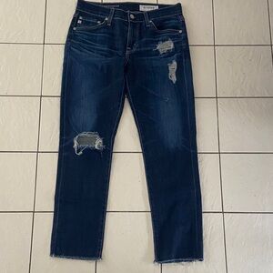 AG Ex-Boyfriend Slouchy Slim Distressed Ankle Jeans